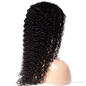 Human Hair Lace front wig with Baby Hair 180 Density tangle free deep wave curly Lace Front Wig